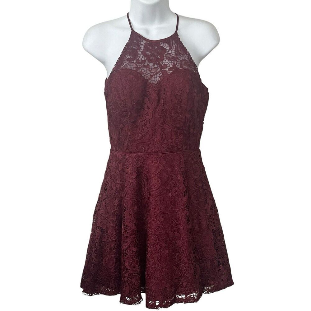 Haute Nites Sz 3 Dress Floral Lace High Neck Keyhole Fairygoth Fit & Flare